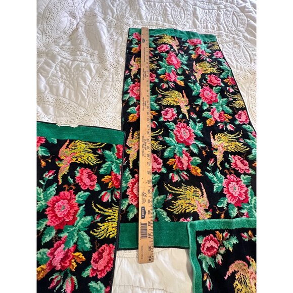 Vtg Indanthren Floral Bird Pattern Towel Textiles Set Cottagecore Country Chic - Picture 6 of 16